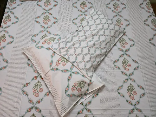Floral_Hand_Block_Printed_Cotton_Bedsheet_With_Matching_Pillow_Covers_(108_X_108_inches)