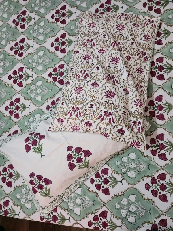 Floral_Hand_Block_Printed_Cotton_Bedsheet_With_Matching_Pillow_Covers_(108_X_108_inches)