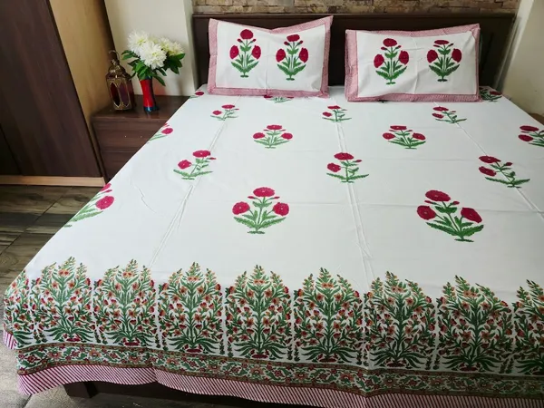 Floral_Hand_Block_Printed_Cotton_Bedsheet_With_Matching_Pillow_Covers_(108_X_108_inches)