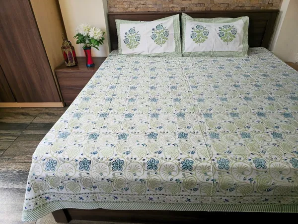 Floral_Hand_Block_Printed_Cotton_Bedsheet_With_Matching_Pillow_Covers_(108_X_108_inches)