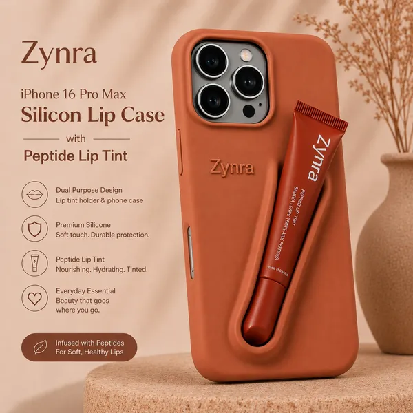 Terracotta_Silicone_Iphone_16_Pro_Max_Case_With_Peptide_Lip_Tint