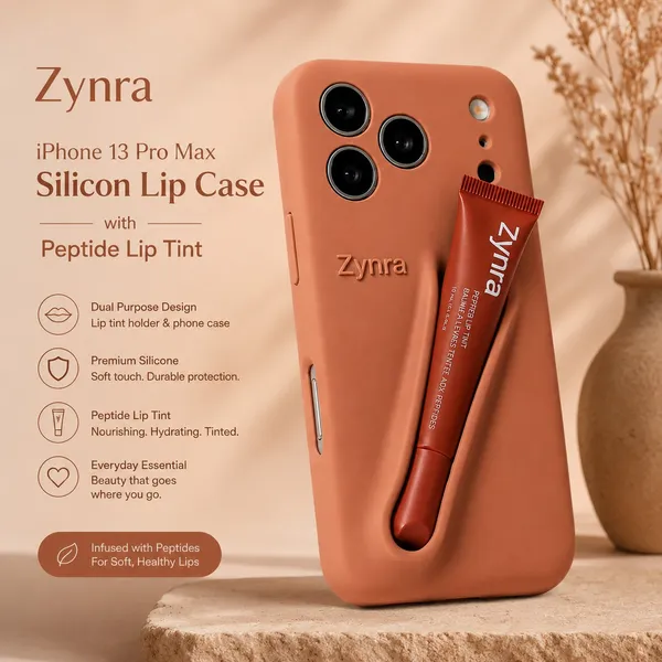 Terracotta_Silicone_Iphone_13_Pro_Max_Case_With_Peptide_Lip_Tint