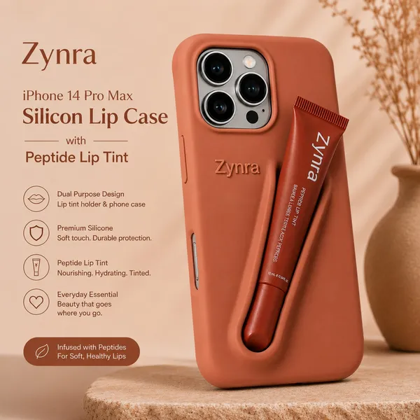 Terracotta_Silicone_Iphone_14_Pro_Max_Case_With_Peptide_Lip_Tint