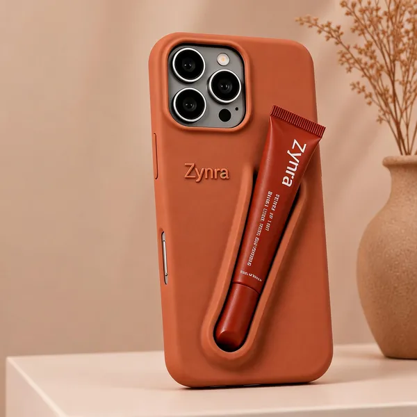 Terracotta_Silicone_Iphone_16_Pro_Max_Case_With_Peptide_Lip_Tint