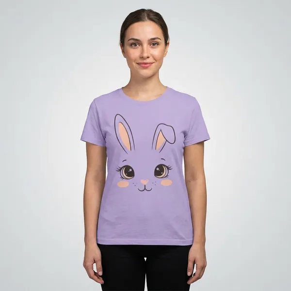 Purple_Cotton_Regular_Fit_Cute_Rabbit_Graphic_T-Shirt_For_Women