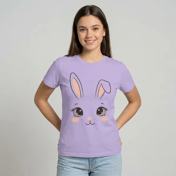 Purple_Cotton_Regular_Fit_Cute_Rabbit_Graphic_T-Shirt_For_Women
