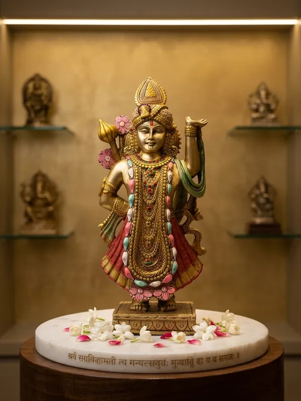 Decorative_Brass_Lord_Vishnu_Idol_-_Standing_Posture_With_Shankha_And_Chakra