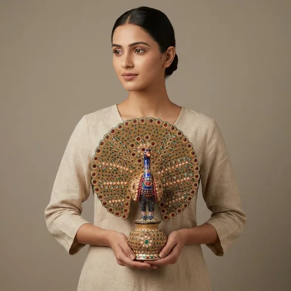 Handcrafted_Meenakari_Peacock_Big_Showpiece_With_Gemstone_Embellishments