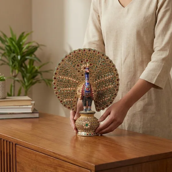 Handcrafted_Meenakari_Peacock_Big_Showpiece_With_Gemstone_Embellishments