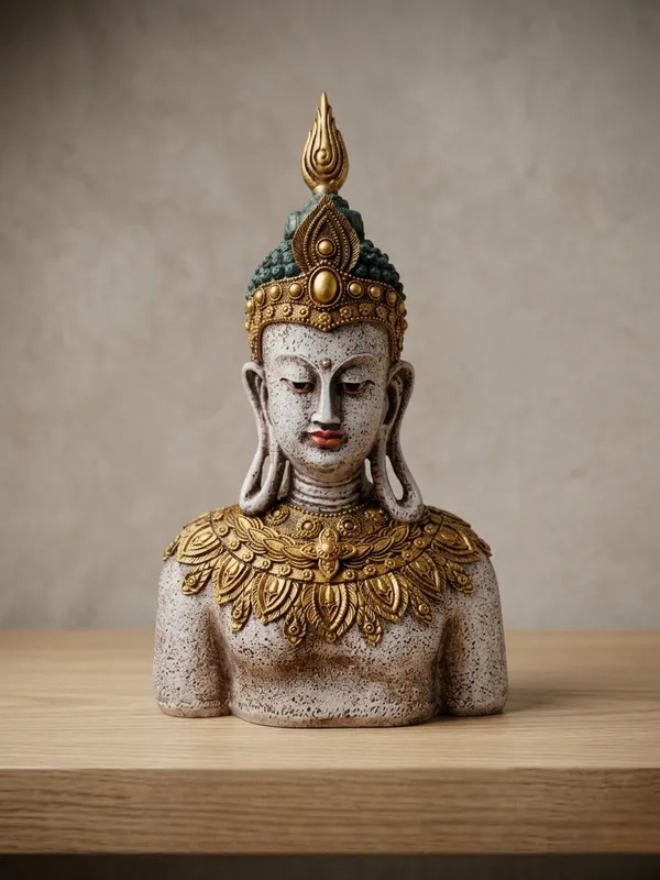 Buddha_Bust_Decorative_Figurine_With_Golden_Crown_And_Necklace