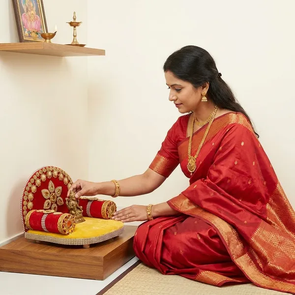 Decorative_Pooja_Chowki__Red_And_Gold_Embellished_Throne_Seats_-_Size_3