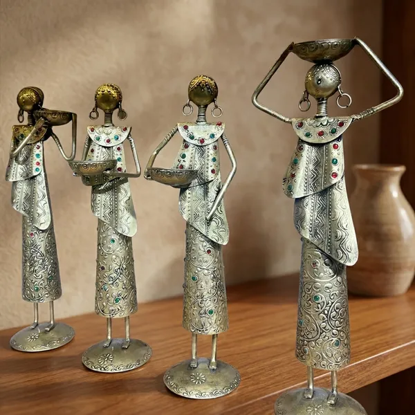Decorative_Metal_Figurine_Set_Of_4_-_African_Working_Women_Holding_Objects