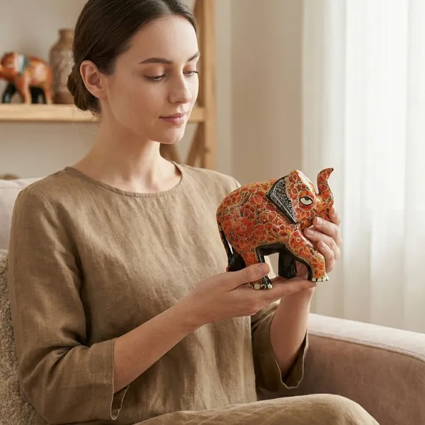 Handcrafted_Decorative_Elephant_Figurines_Orange_-_Size_4.5"