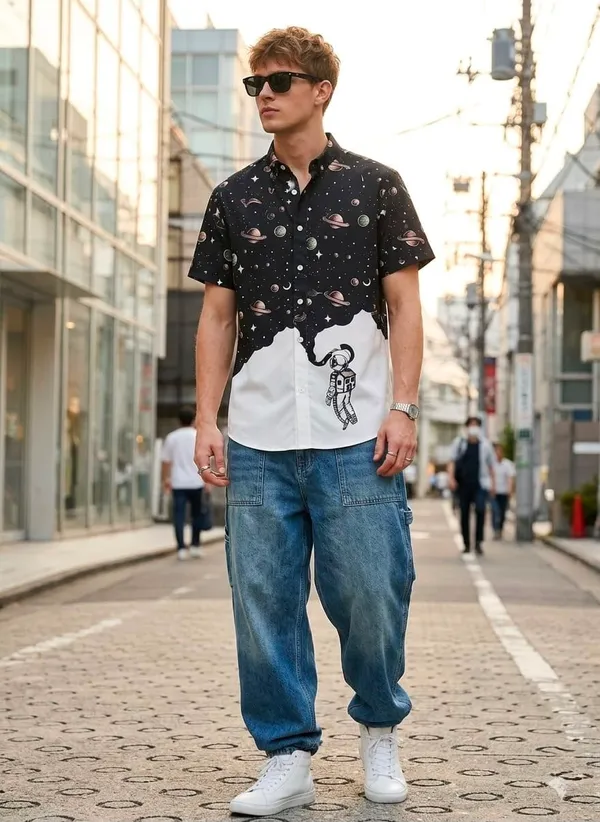 Black_Space_Print_Short_Sleeve_Casual_Shirt_for_Men