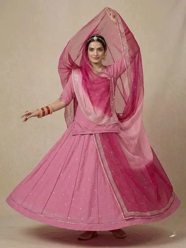 Pink_Silk_Crepe_Rajputi_Poshak_4_Metre_Fabric_2.5_Meter_Odhani_For_Women