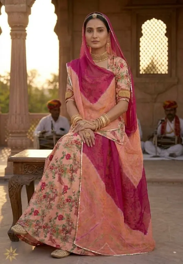 Pink_&_Peach_Cotton_Rajputi_Poshak_4_Metre_Fabric_2.5_Meter_Odhani_For_Women