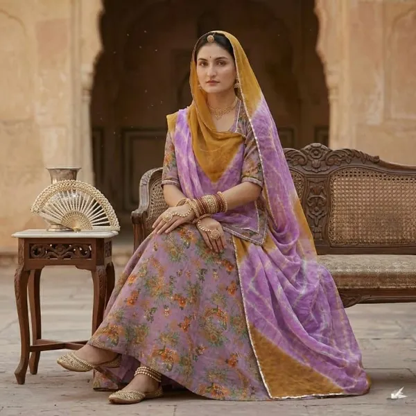 Purple_Cotton_Rajputi_Poshak_4_Metre_Fabric_2.5_Meter_Odhani_For_Women