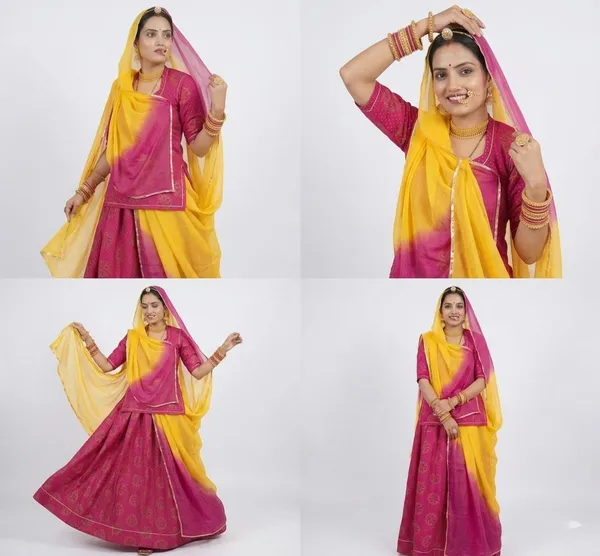 Pink_&_Yellow_Chanderi_Cotton_Rajputi_Poshak_4_Metre_Fabric_2.5_Meter_Odhani_For_Women