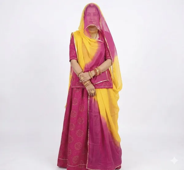 Pink_&_Yellow_Chanderi_Cotton_Rajputi_Poshak_4_Metre_Fabric_2.5_Meter_Odhani_For_Women