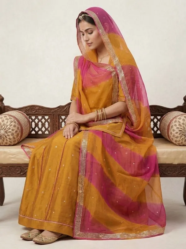 Yellow_&_Pink_Silk_Crepe_Rajputi_Poshak_4_Metre_Fabric_2.5_Meter_Odhani_For_Women