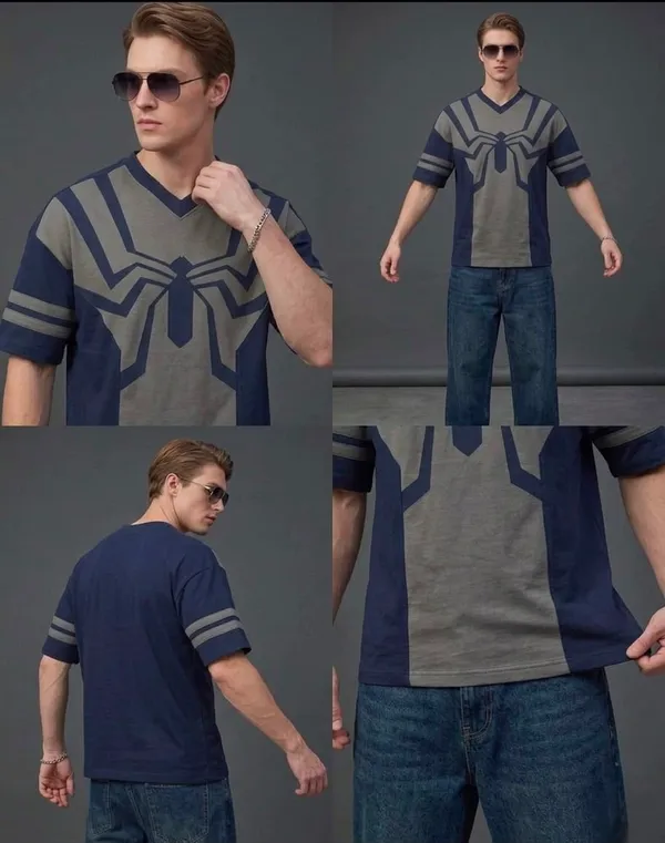 Grey_Navy_Geometric_Pattern_V-Neck_T-Shirt_for_Men