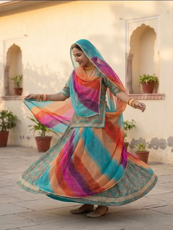 Multicolor_Cotton_Rajputi_Poshak_4_Metre_Fabric_2.5_Meter_Odhani_For_Women