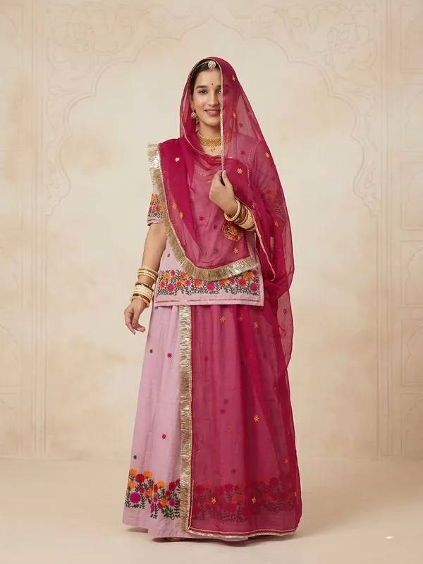 Pink_Georgette_Rajputi_Poshak_4_Metre_Fabric_2.5_Meter_Odhani_For_Women