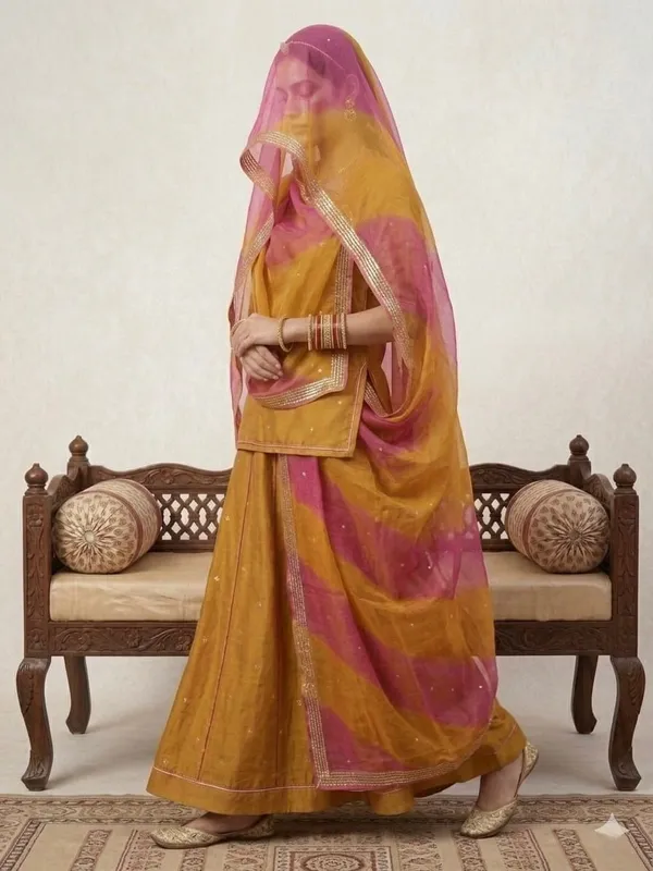 Yellow_&_Pink_Silk_Crepe_Rajputi_Poshak_4_Metre_Fabric_2.5_Meter_Odhani_For_Women