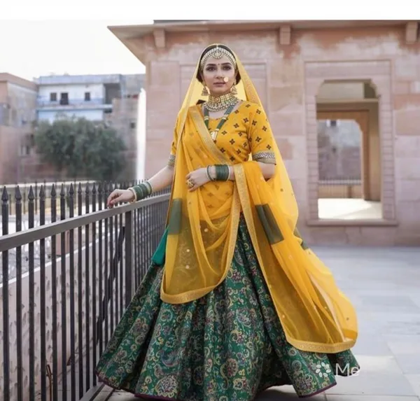 Yellow_&_Green_Mix_Cotton_Silk_Rajputi_Poshak_4_Metre_Fabric_2.5_Meter_Odhani_For_Women