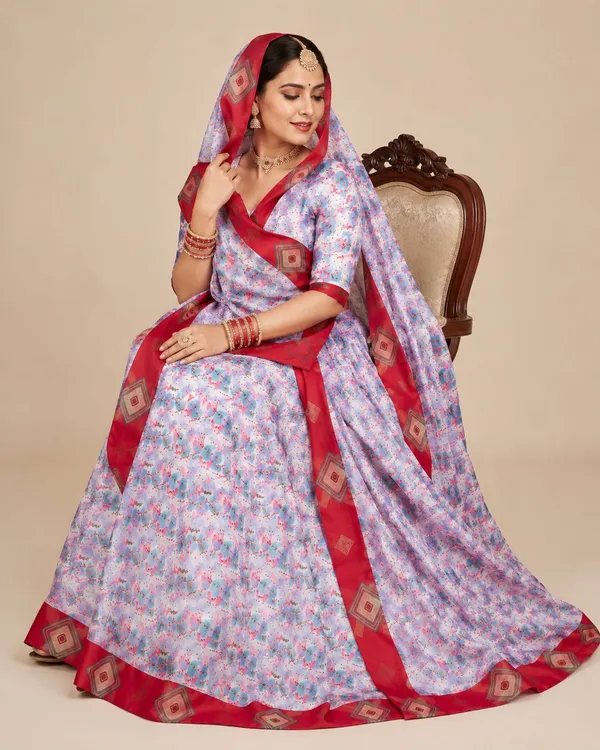 White_&_Red_Cotton_Rajputi_Poshak_4_Metre_Fabric_2.5_Meter_Odhani_For_Women