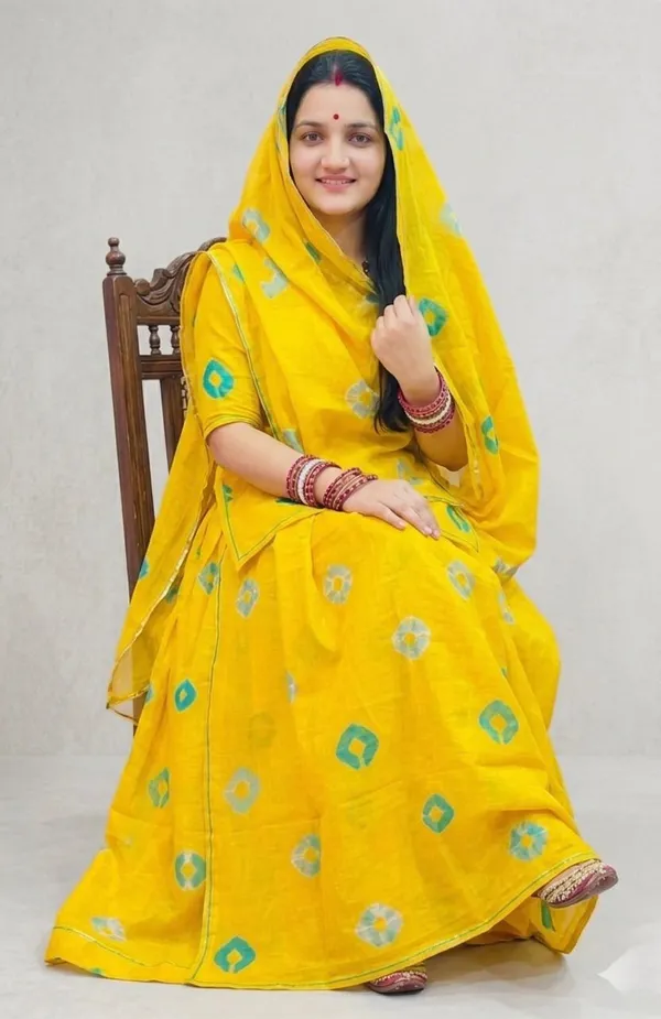 Yellow_Mix_Cotton_Rajputi_Poshak_4_Metre_Fabric_2.5_Meter_Odhani_For_Women