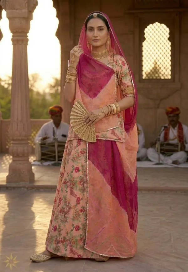 Pink_&_Peach_Cotton_Rajputi_Poshak_4_Metre_Fabric_2.5_Meter_Odhani_For_Women