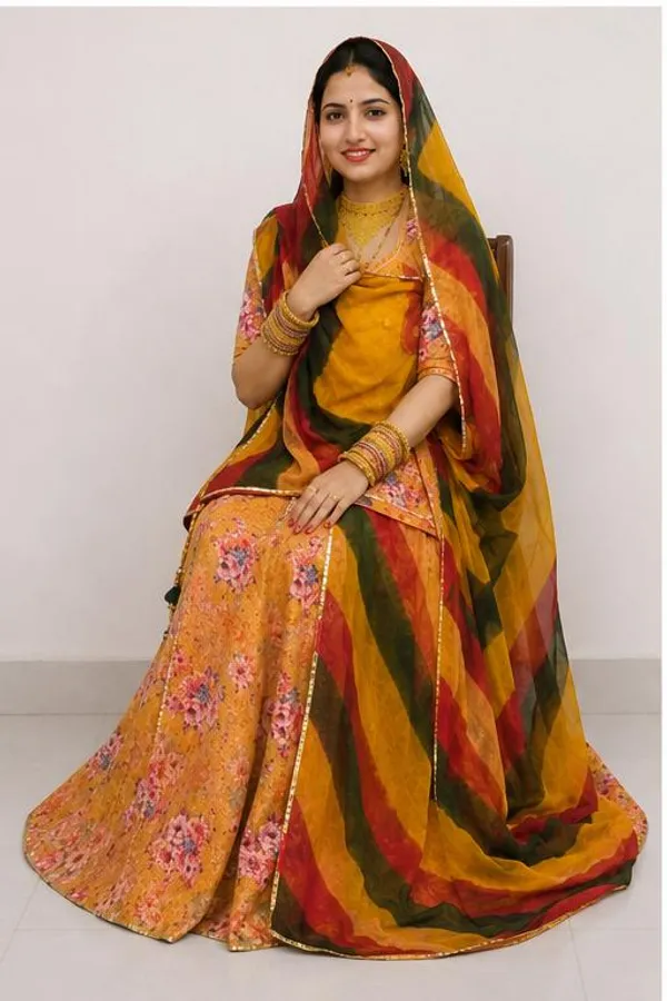 Yellow_Cotton_Vilayti_Rajputi_Poshak_4_Metre_Fabric_2.5_Meter_Odhani_For_Women