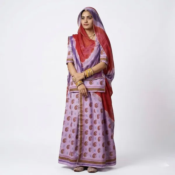 Purple_Cotton_Rajputi_Poshak_4_Metre_Fabric_2.5_Meter_Odhani_For_Women