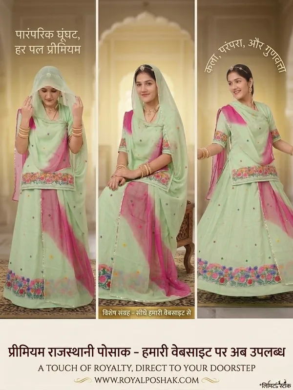 Mint_Green_Georgette_Rajputi_Poshak_4_Metre_Fabric_2.5_Meter_Odhani_For_Women