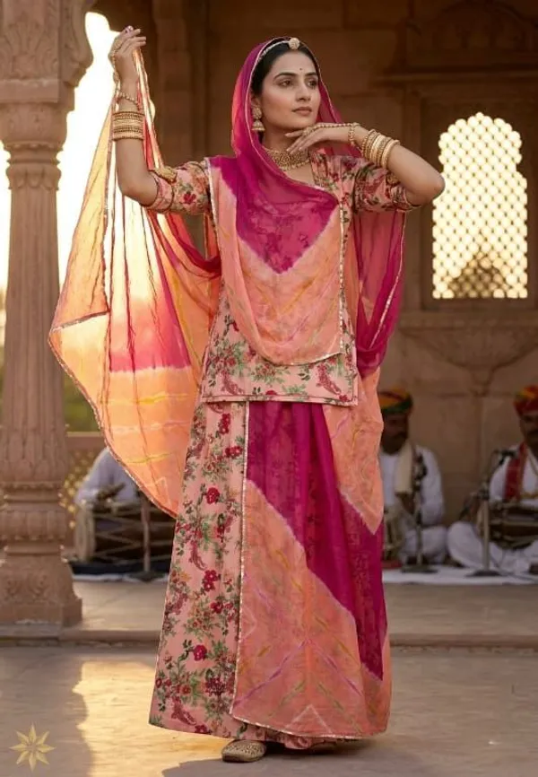 Pink_&_Peach_Cotton_Rajputi_Poshak_4_Metre_Fabric_2.5_Meter_Odhani_For_Women