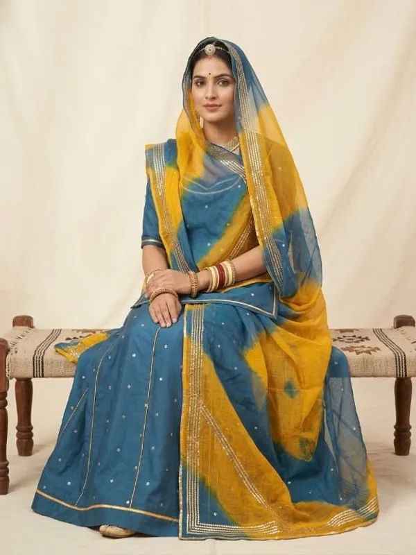 Blue_&_Yellow_Silk_Crepe_Rajputi_Poshak_4_Metre_Fabric_2.5_Meter_Odhani_For_Women
