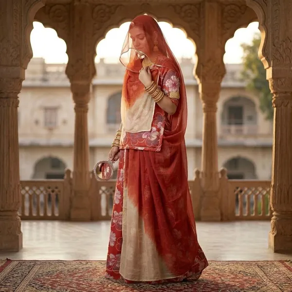 Red_Cotton_Pashmina_Doriya_Rajputi_Poshak_4_Metre_Fabric_2.5_Meter_Odhani_For_Women