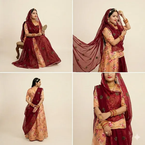 Peach_&_Brown_Cotton_Rajputi_Poshak_4_Metre_Fabric_2.5_Meter_Odhani_For_Women