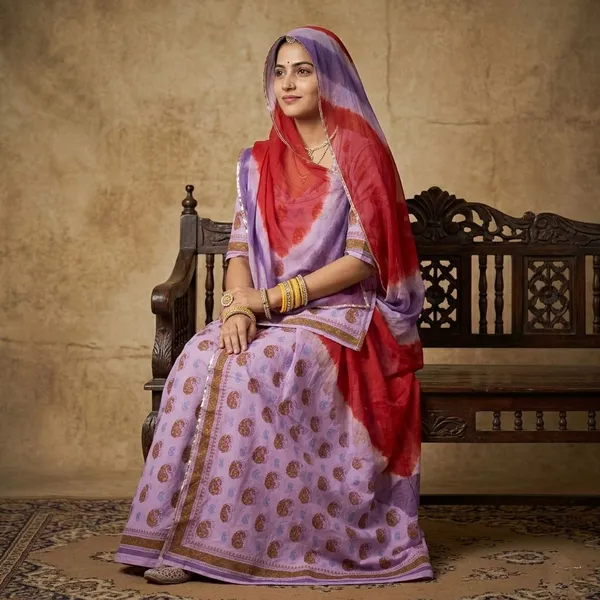 Purple_Cotton_Rajputi_Poshak_4_Metre_Fabric_2.5_Meter_Odhani_For_Women