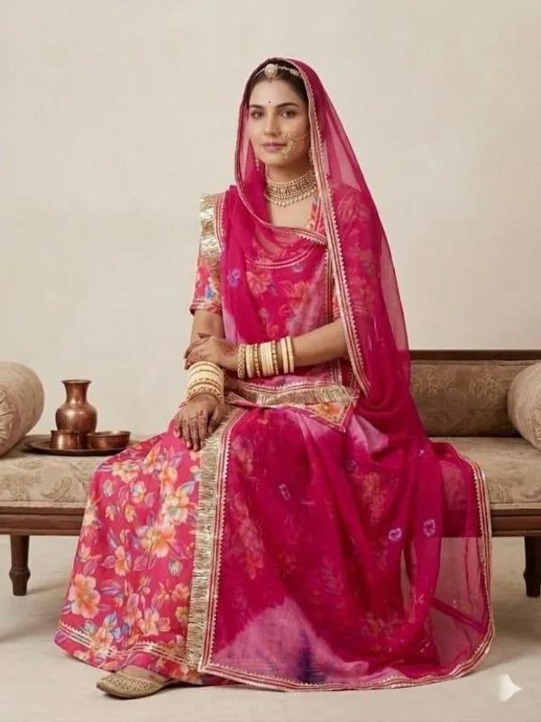 Pink_Cotton_Rajputi_Poshak_4_Metre_Fabric_2.5_Meter_Odhani_For_Women