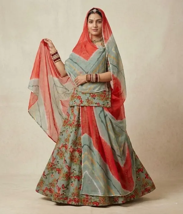 Red_&_Sage_Green_Cotton_Rajputi_Poshak_4_Metre_Fabric_2.5_Meter_Odhani_For_Women