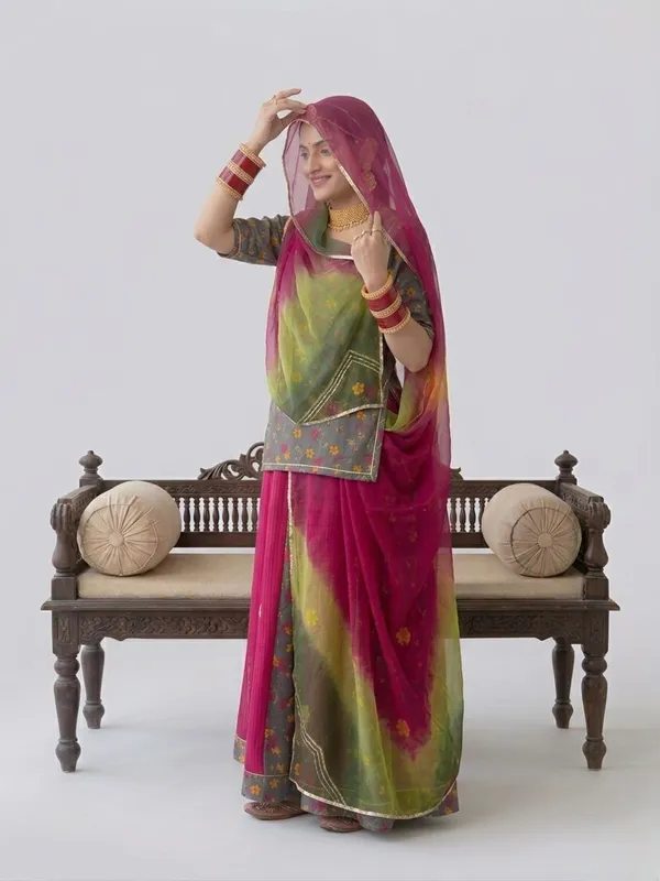 Pink_&_Green_Mix_Cotton_Rajputi_Poshak_4_Metre_Fabric_2.5_Meter_Odhani_For_Women