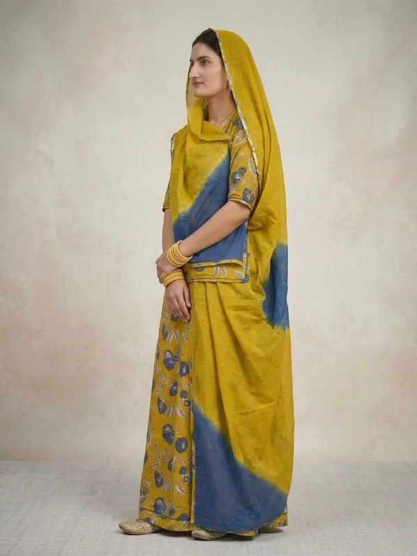 Yellow_&_Blue_Cotton_Rajputi_Poshak_4_Metre_Fabric_2.5_Meter_Odhani_For_Women