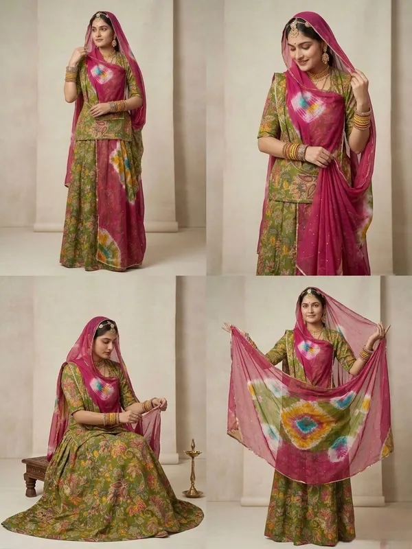 Green_&_Pink_Cotton_Rajputi_Poshak_4_Metre_Fabric_2.5_Meter_Odhani_For_Women
