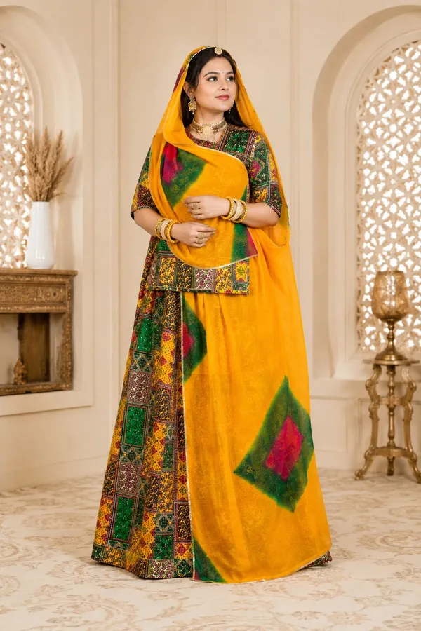 Yellow_&_Green_Cotton_Rajputi_Poshak_4_Metre_Fabric_2.5_Meter_Odhani_For_Women