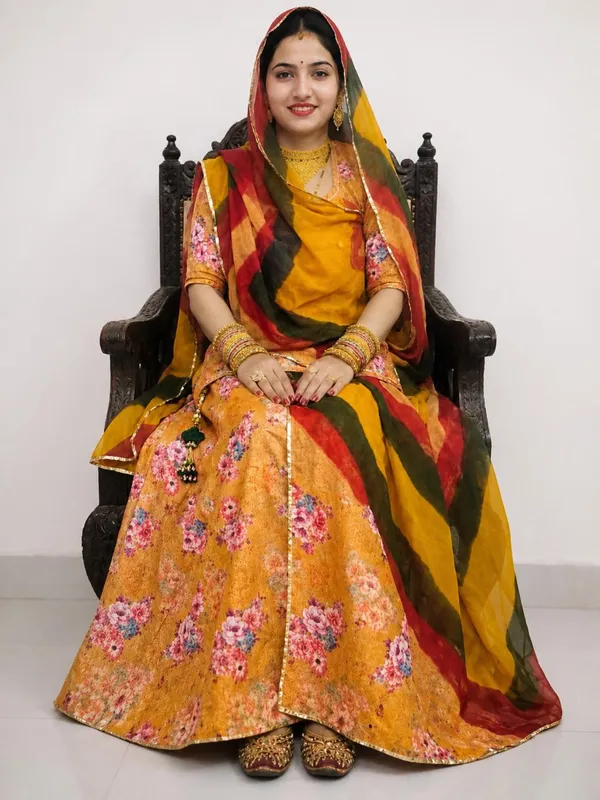 Yellow_Cotton_Vilayti_Rajputi_Poshak_4_Metre_Fabric_2.5_Meter_Odhani_For_Women