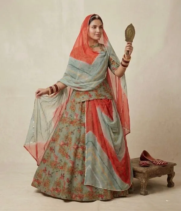 Red_&_Sage_Green_Cotton_Rajputi_Poshak_4_Metre_Fabric_2.5_Meter_Odhani_For_Women
