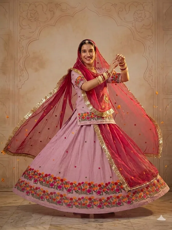 Pink_Georgette_Rajputi_Poshak_4_Metre_Fabric_2.5_Meter_Odhani_For_Women
