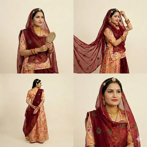 Peach_&_Brown_Cotton_Rajputi_Poshak_4_Metre_Fabric_2.5_Meter_Odhani_For_Women